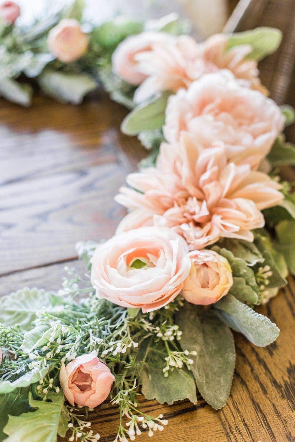 DIY Sage and Blush Spring Wreath | A step-by-step tutorial for making a spring wreath from scratch using artificial sage greenery and blush flowers for soft, romantic style.