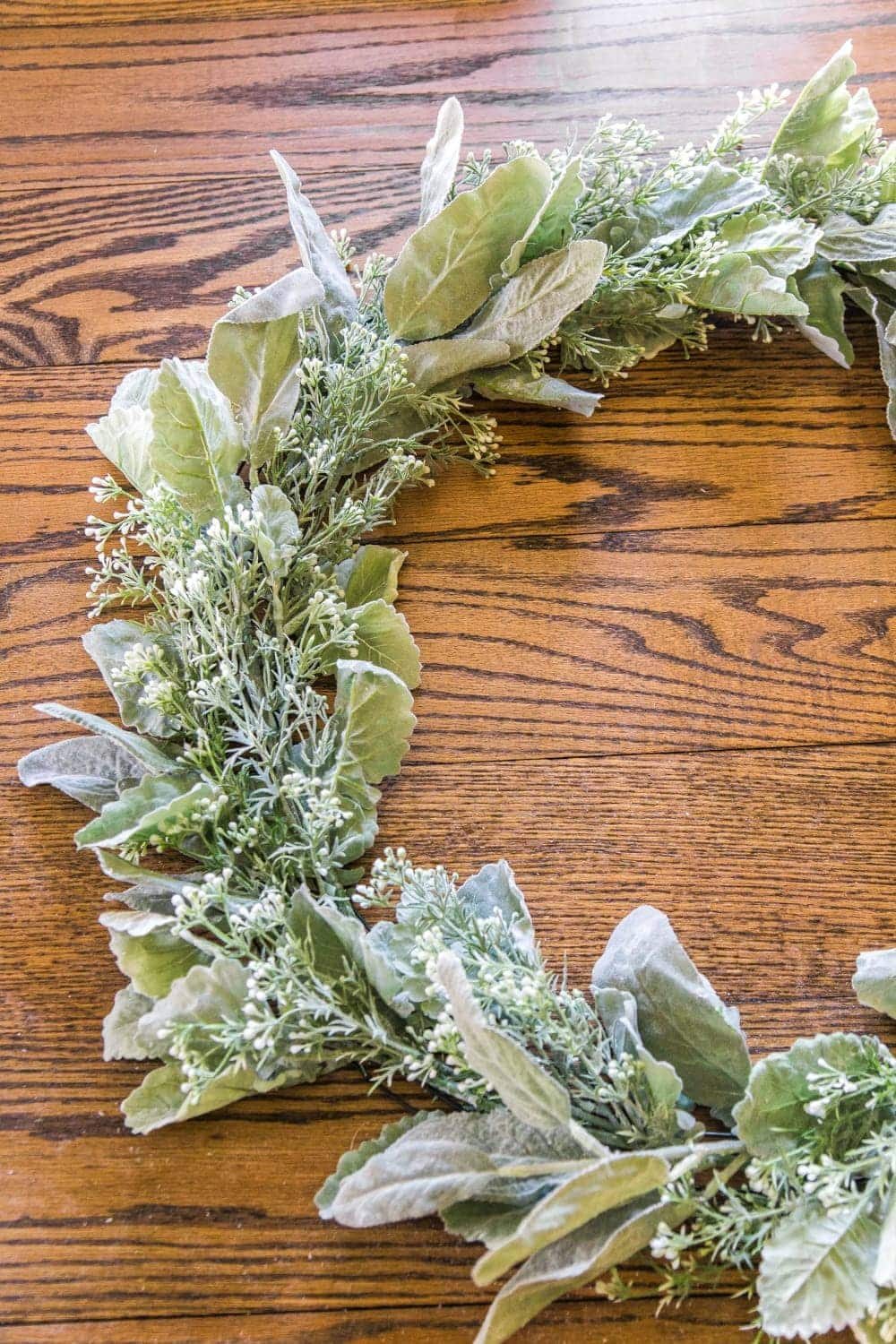 DIY Sage and Blush Spring Wreath | A step-by-step tutorial for making a spring wreath from scratch using artificial sage greenery and blush flowers for soft, romantic style.