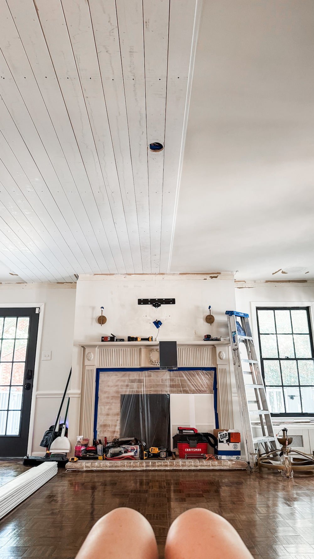 DIY shiplap ceiling