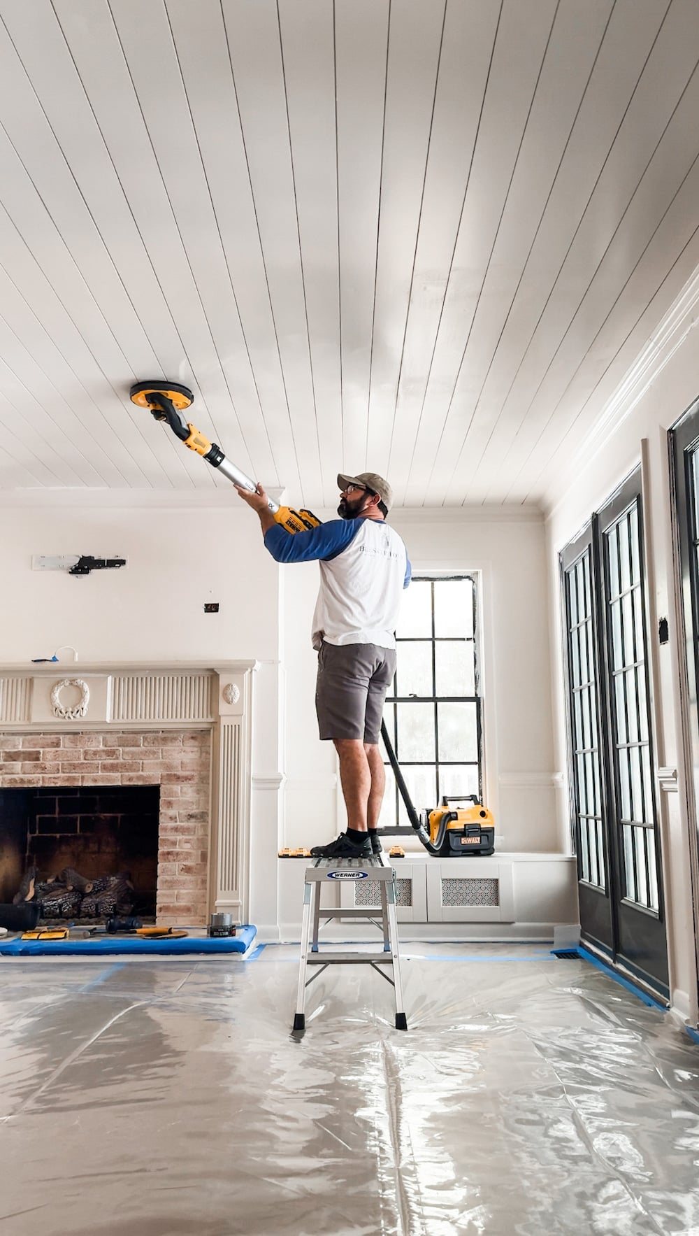 DIY shiplap ceiling