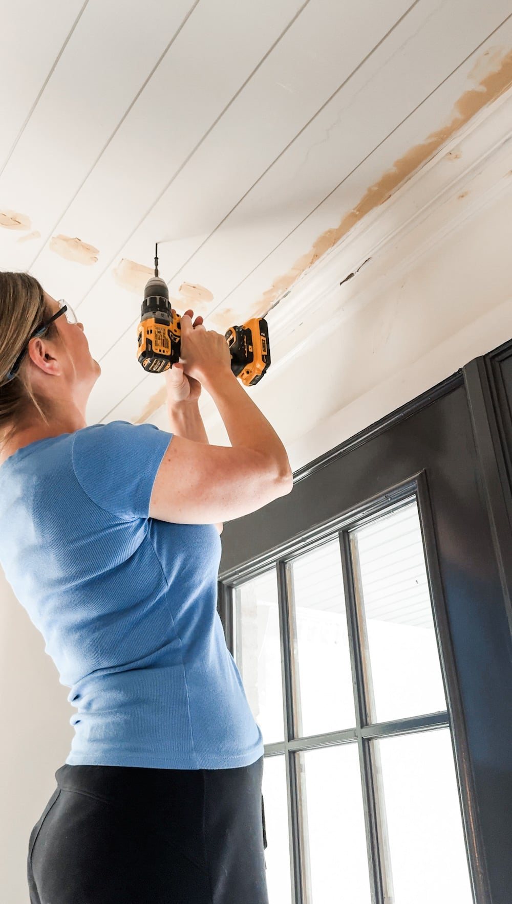 DIY shiplap ceiling