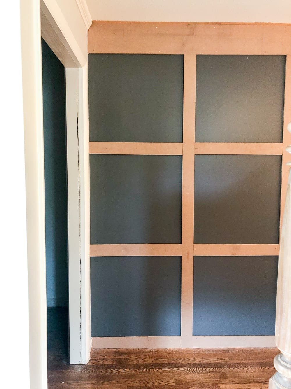 DIY Traditional Style Grid Molding Focal Wall | How to build a traditional style board and batten grid molding focal wall to add character and depth to any room.