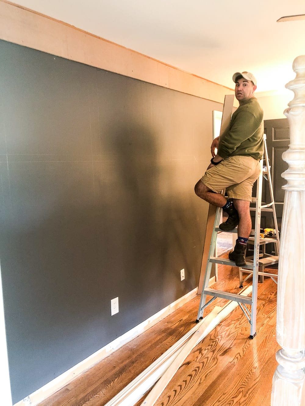 DIY Traditional Style Grid Molding Focal Wall | How to build a traditional style board and batten grid molding focal wall to add character and depth to any room.