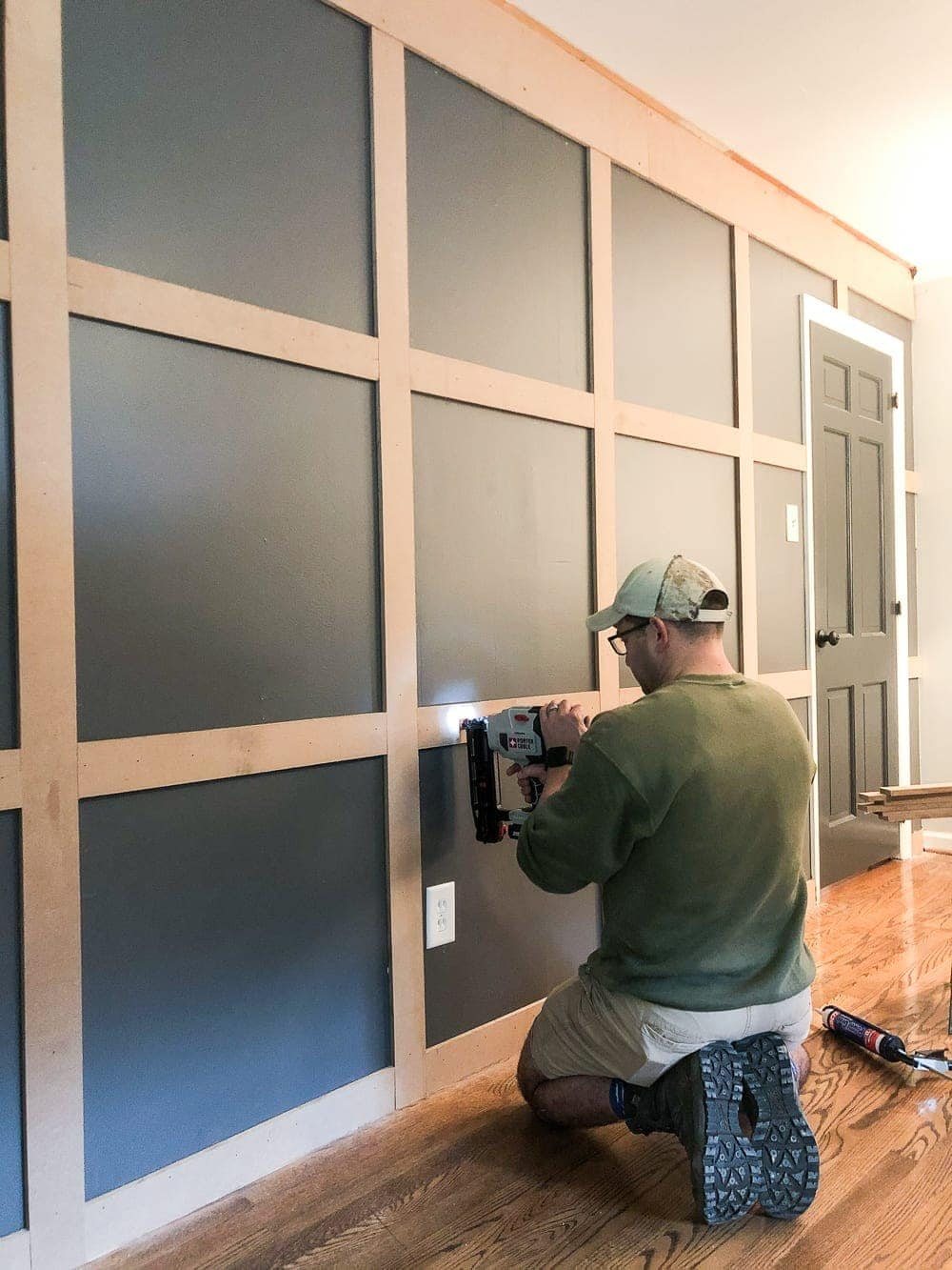DIY Traditional Style Grid Molding Focal Wall | How to build a traditional style board and batten grid molding focal wall to add character and depth to any room.
