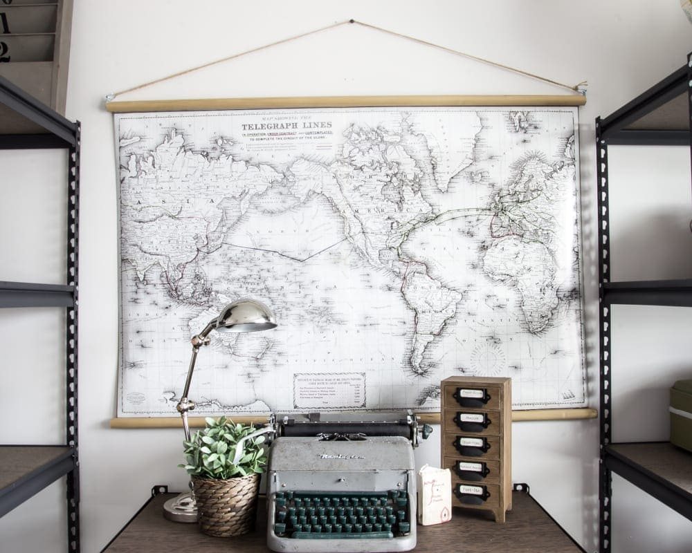 DIY Vintage Pull-Down Map