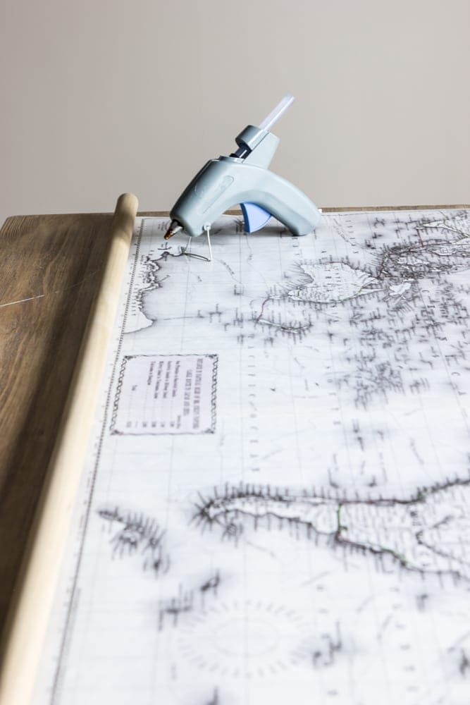 DIY Vintage Pull Down Map | unigumushane.com - Great cheap alternative to the real deal! So easy!