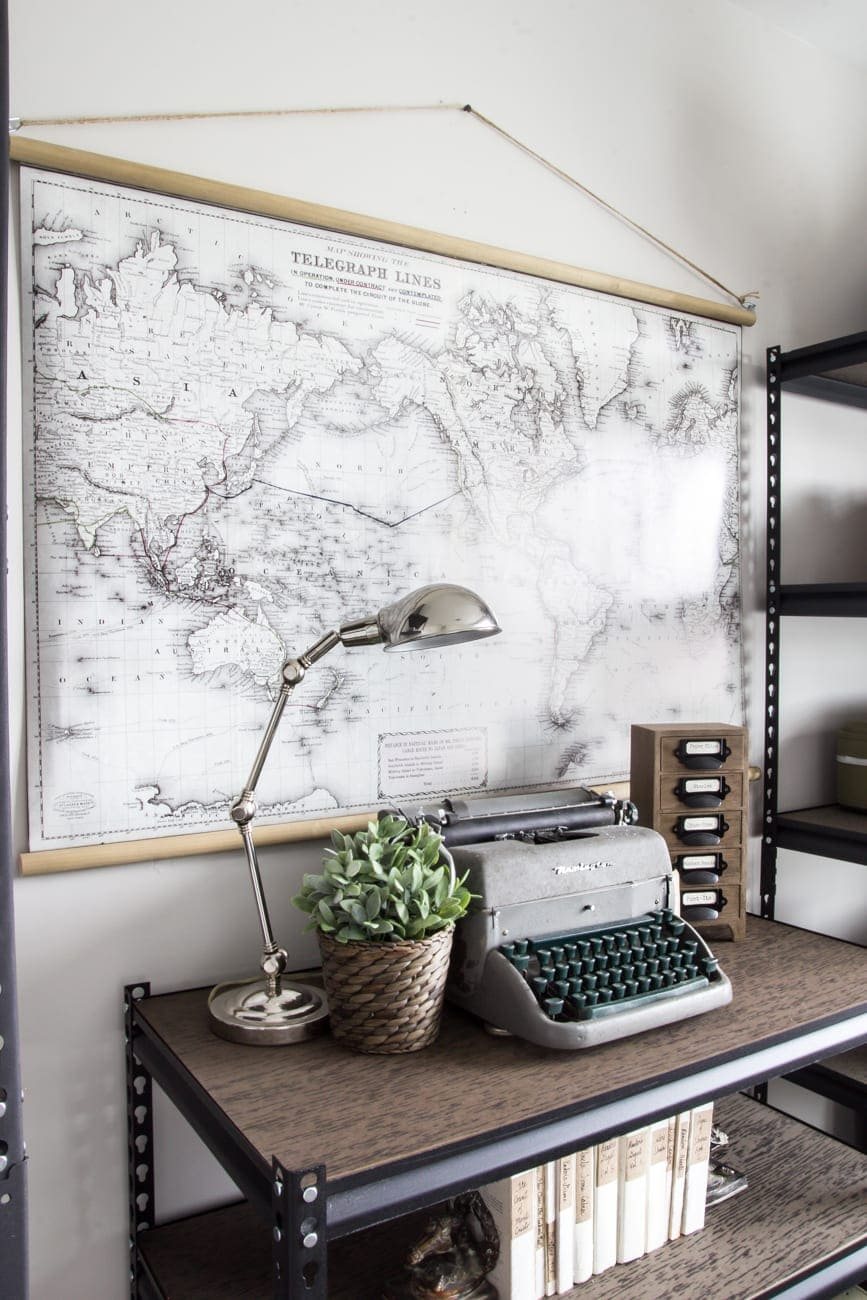 DIY Vintage Pull Down Map | unigumushane.com - Great cheap alternative to the real deal! So easy!
