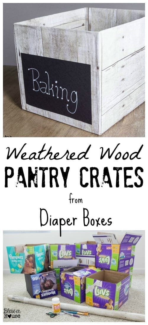 Unigumushane | DIY Weathered Wood Pantry Crates for Cheap