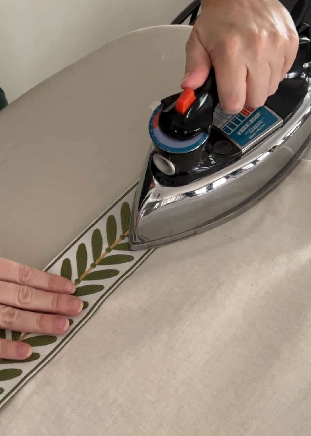 adding no sew curtain trim with hemming tape