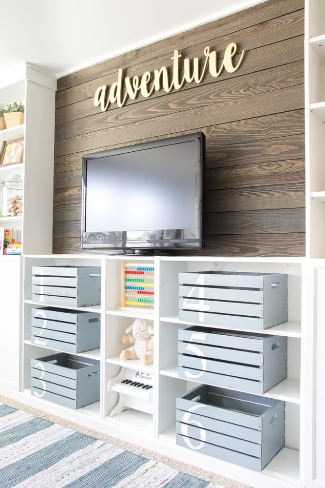 Eclectic Farmhouse Playroom Makeover | unigumushane.com - A boring and cluttered playroom gets a modern eclectic farmhouse makeover on a budget with DIY projects, smart storage solutions, and inexpensive finds. popular pin