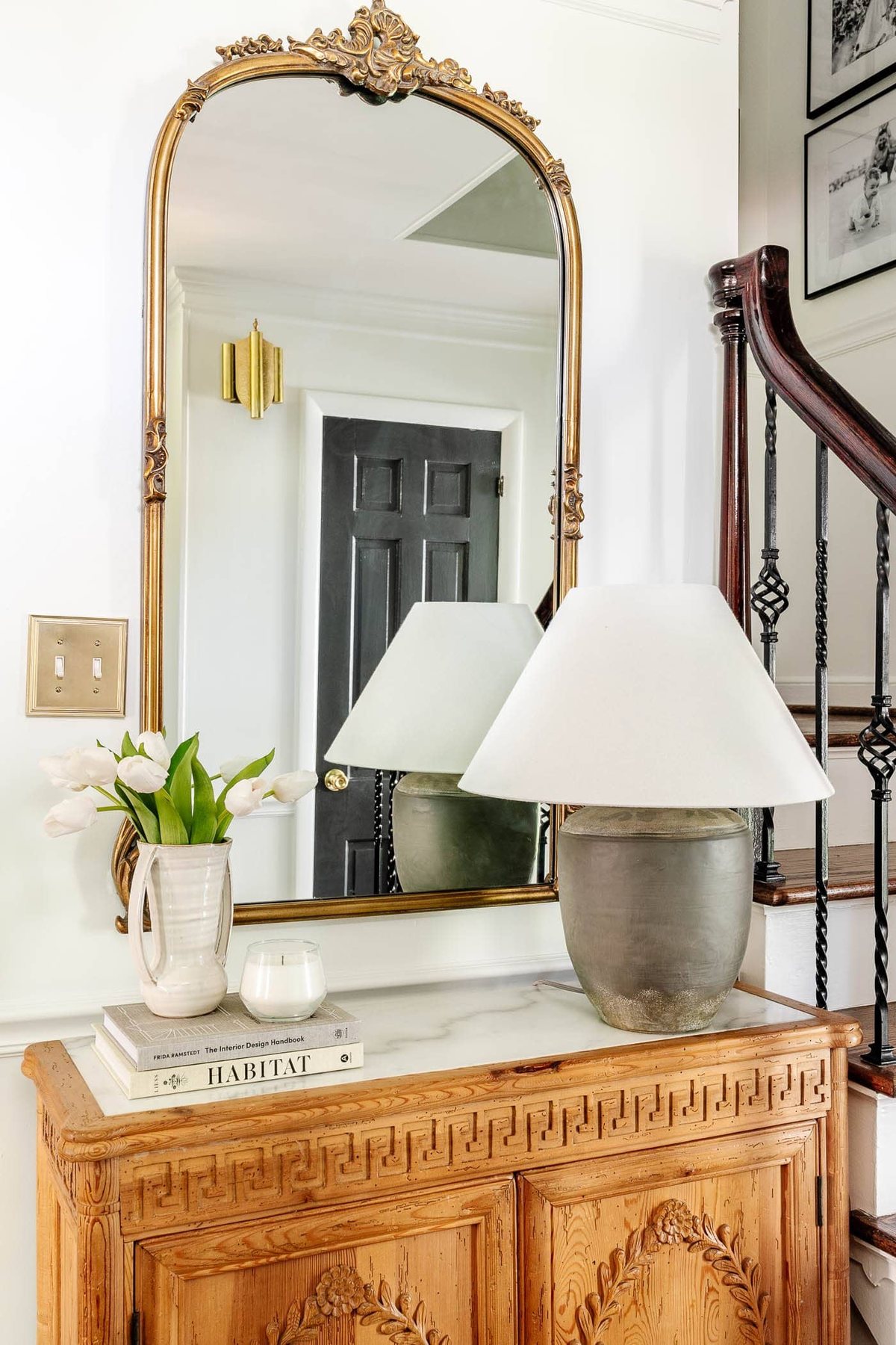 adding a candle on a foyer table