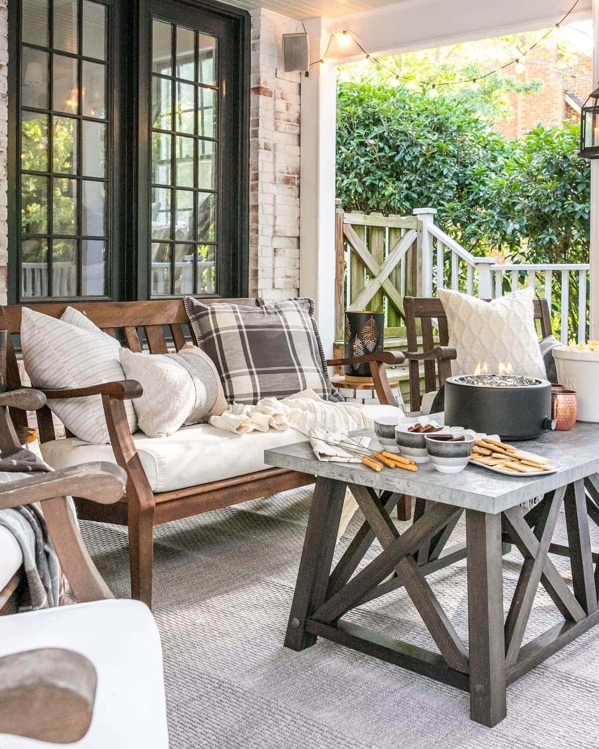 fall outdoor decor and back porch