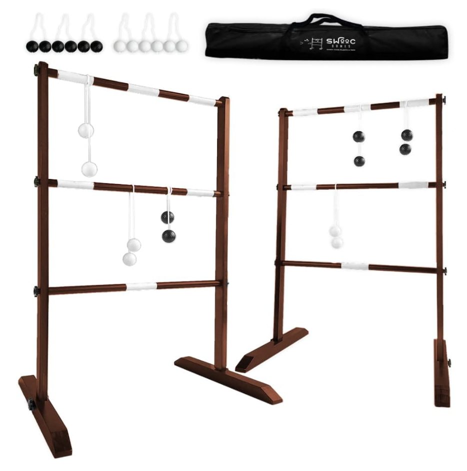 wooden backyard ladder ball