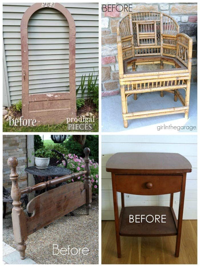 Faux Gilded Nightstands | unigumushane.com - A pair of old, broken wooden nightstands gets a bright white, French-inspired facelift with a faux gilded bronze finish.