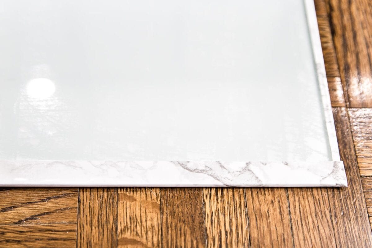 How to get a marble top look for less using a glass table top