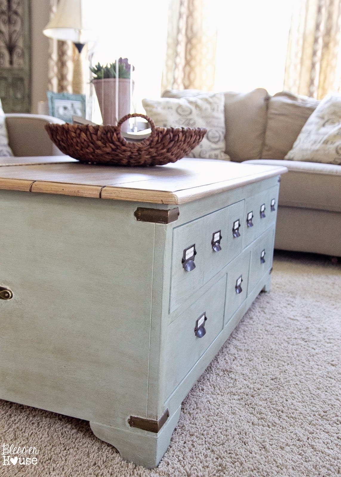 Faux Planked Card Catalog Coffee Table
