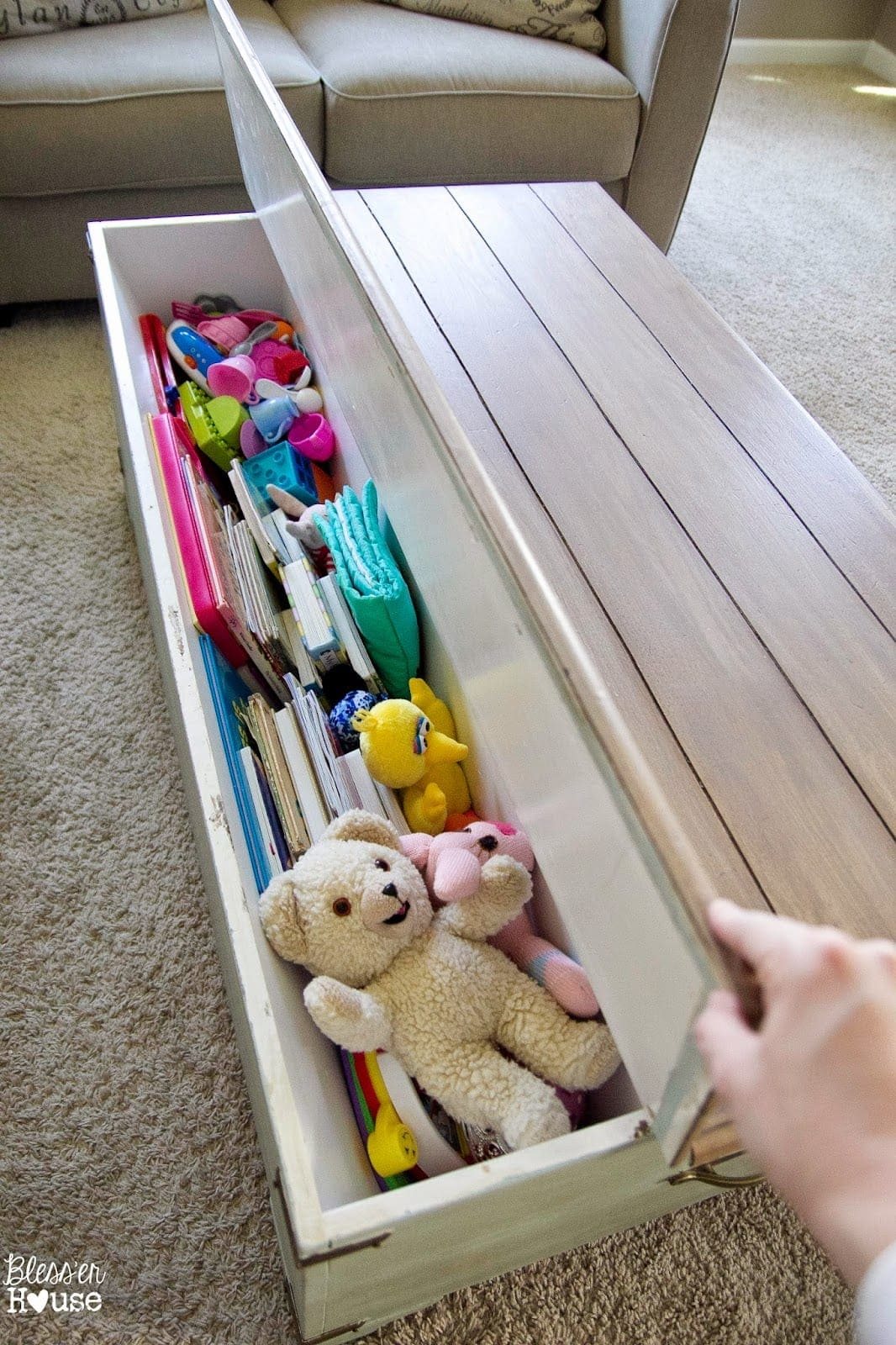Faux Planked Card Catalog Coffee Table