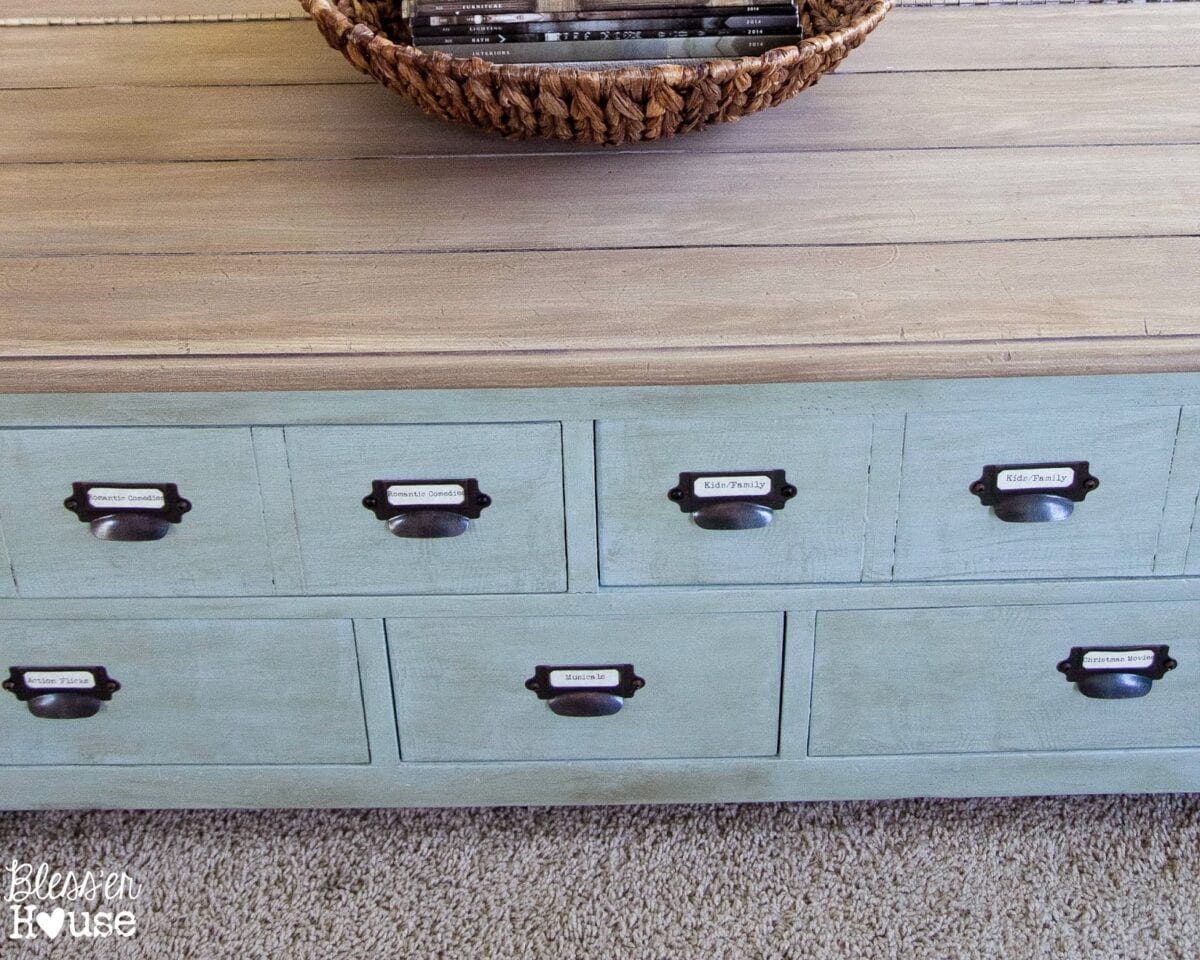 Faux Planked Card Catalog Coffee Table
