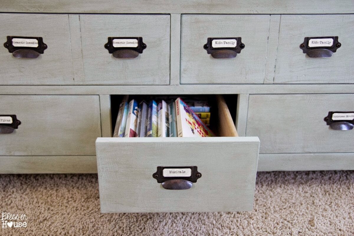Faux Planked Card Catalog Coffee Table