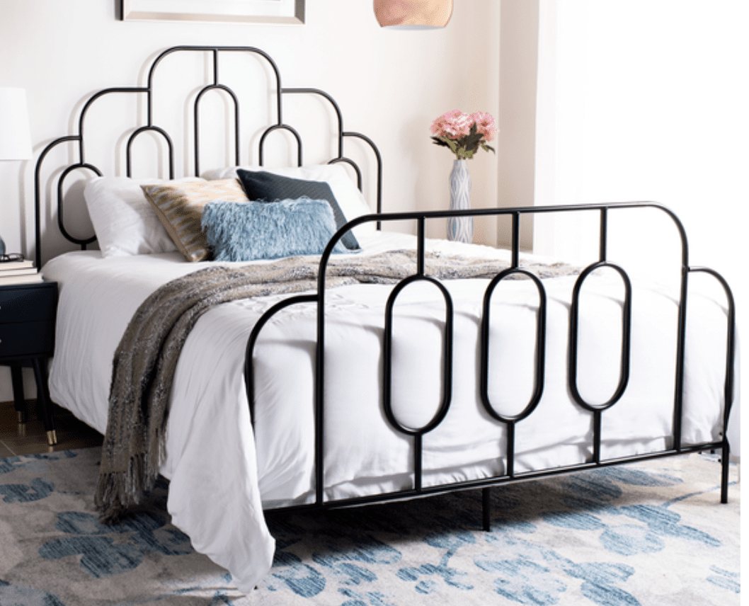 black retro curved bed