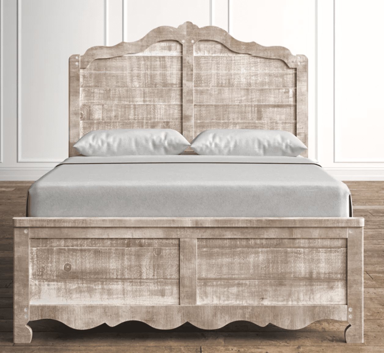 rustic scalloped wood bed