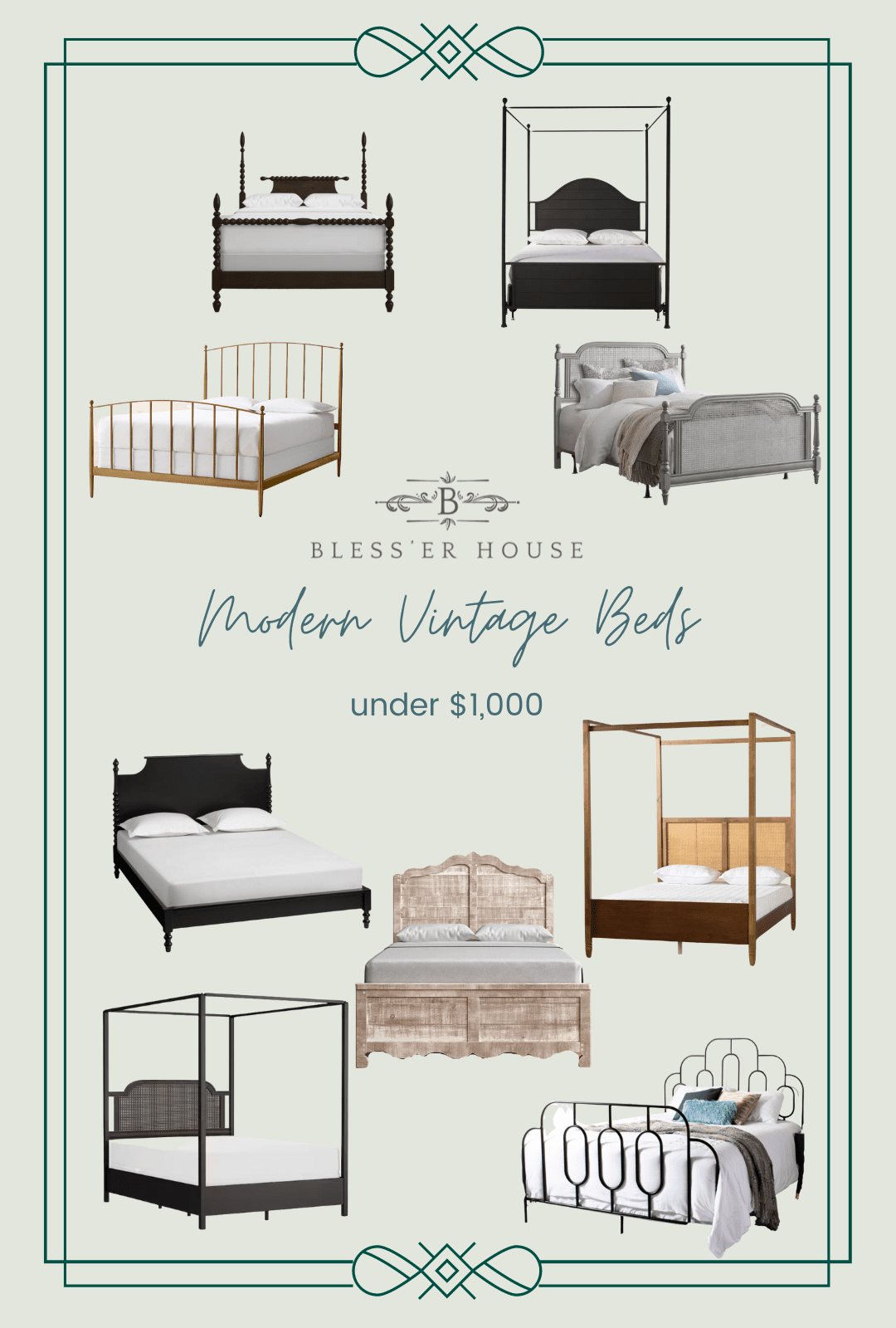 modern vintage beds under $1,000