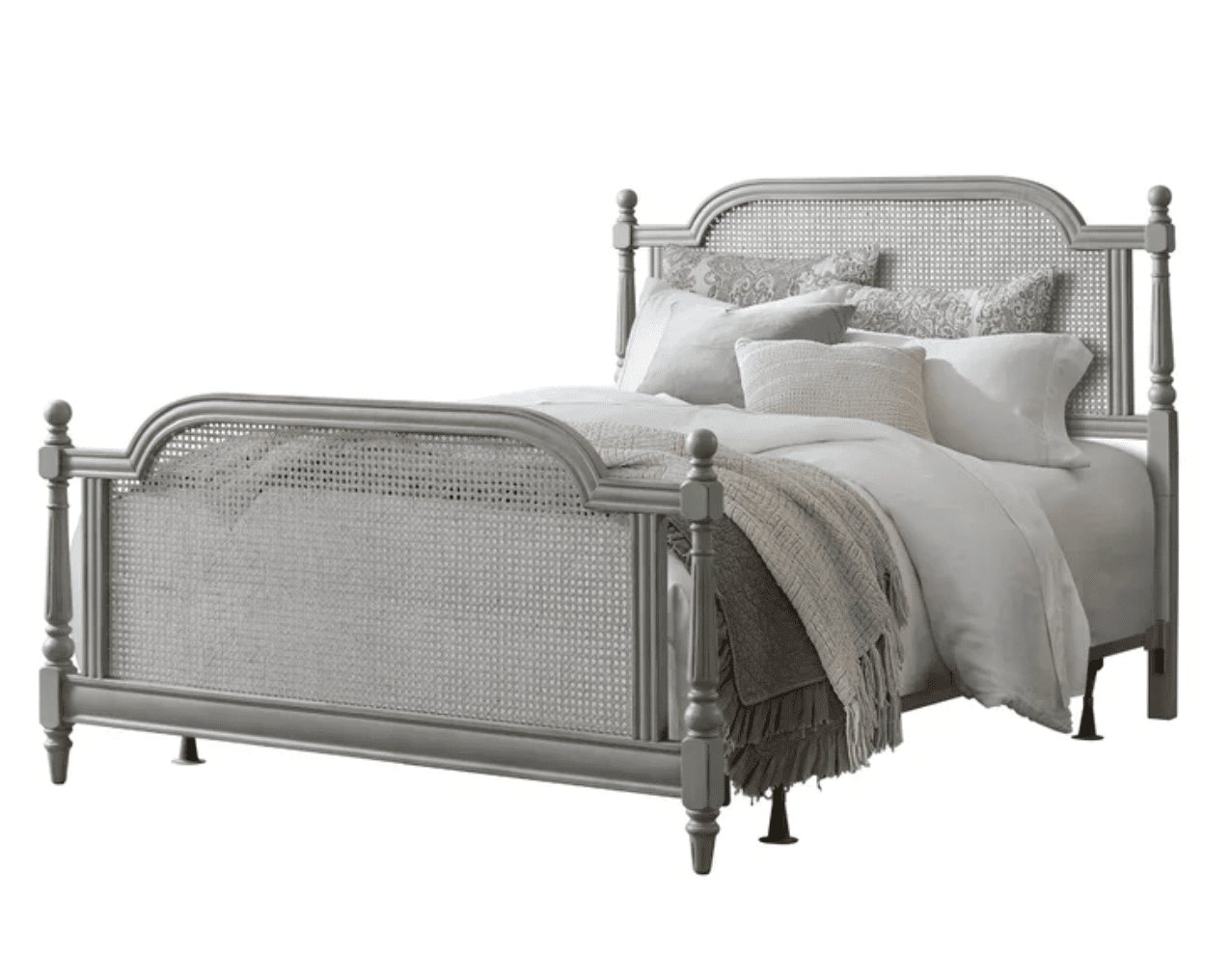 gray french cane bed