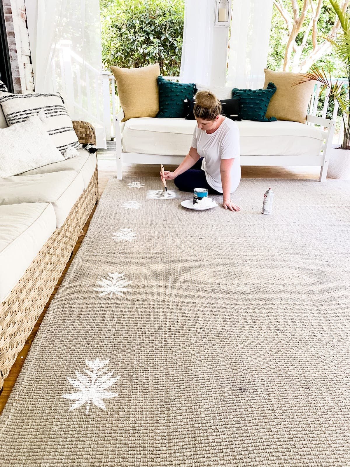 Floral Block DIY Outdoor Rug and How to Make a Stencil with Cricut
