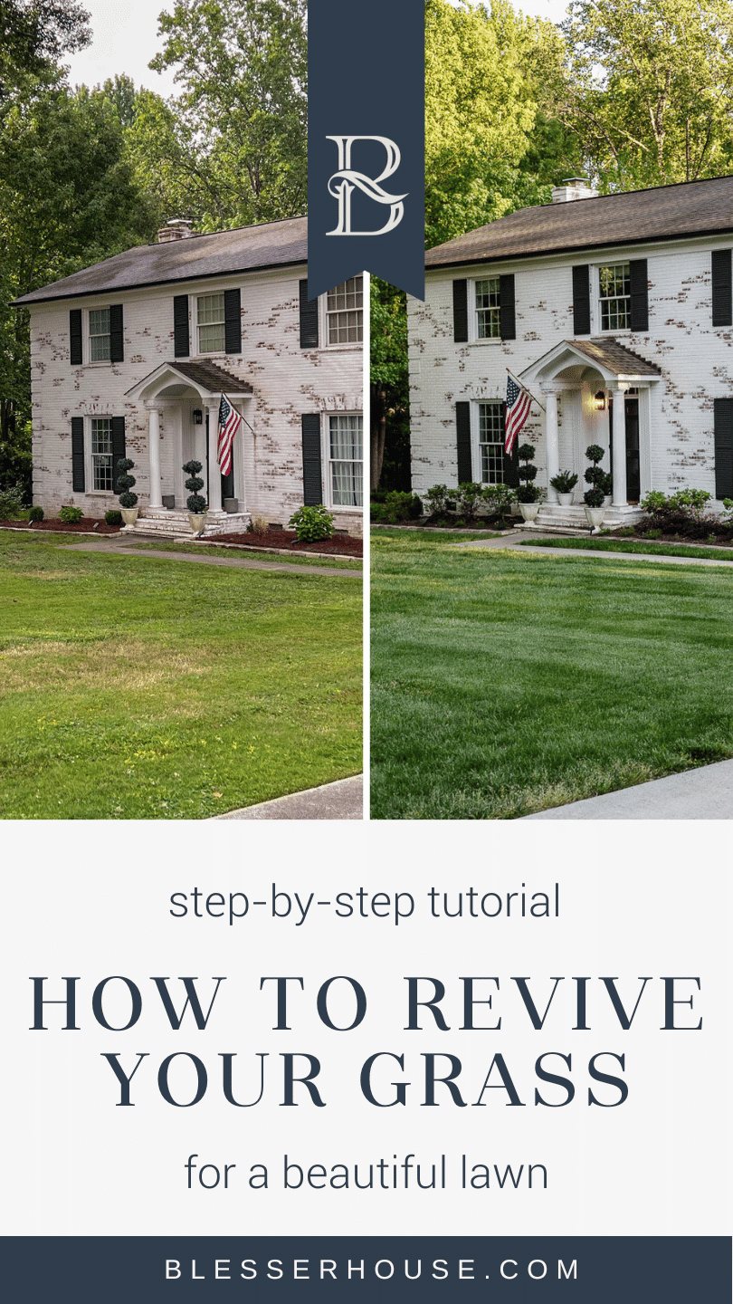 front yard lawn makeover with simplified lawn care steps