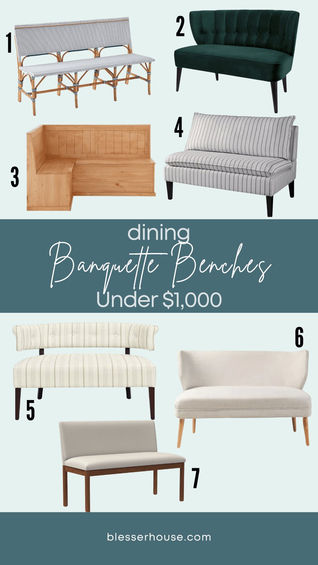 dining banquette benches under $1,000