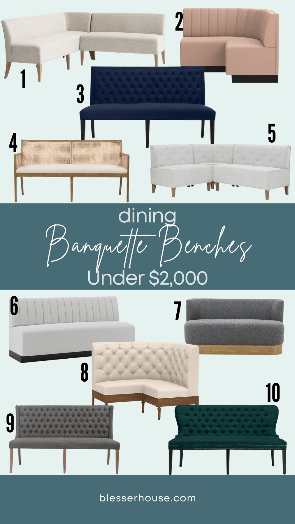 dining banquette benches under $2,000
