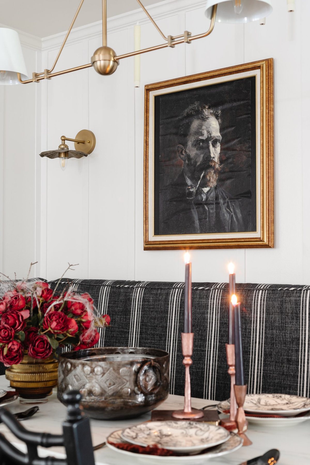 DIY creepy art portrait for Halloween party wall decor