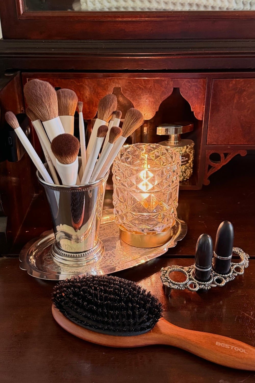 secretary desk makeup vanity bathroom storage