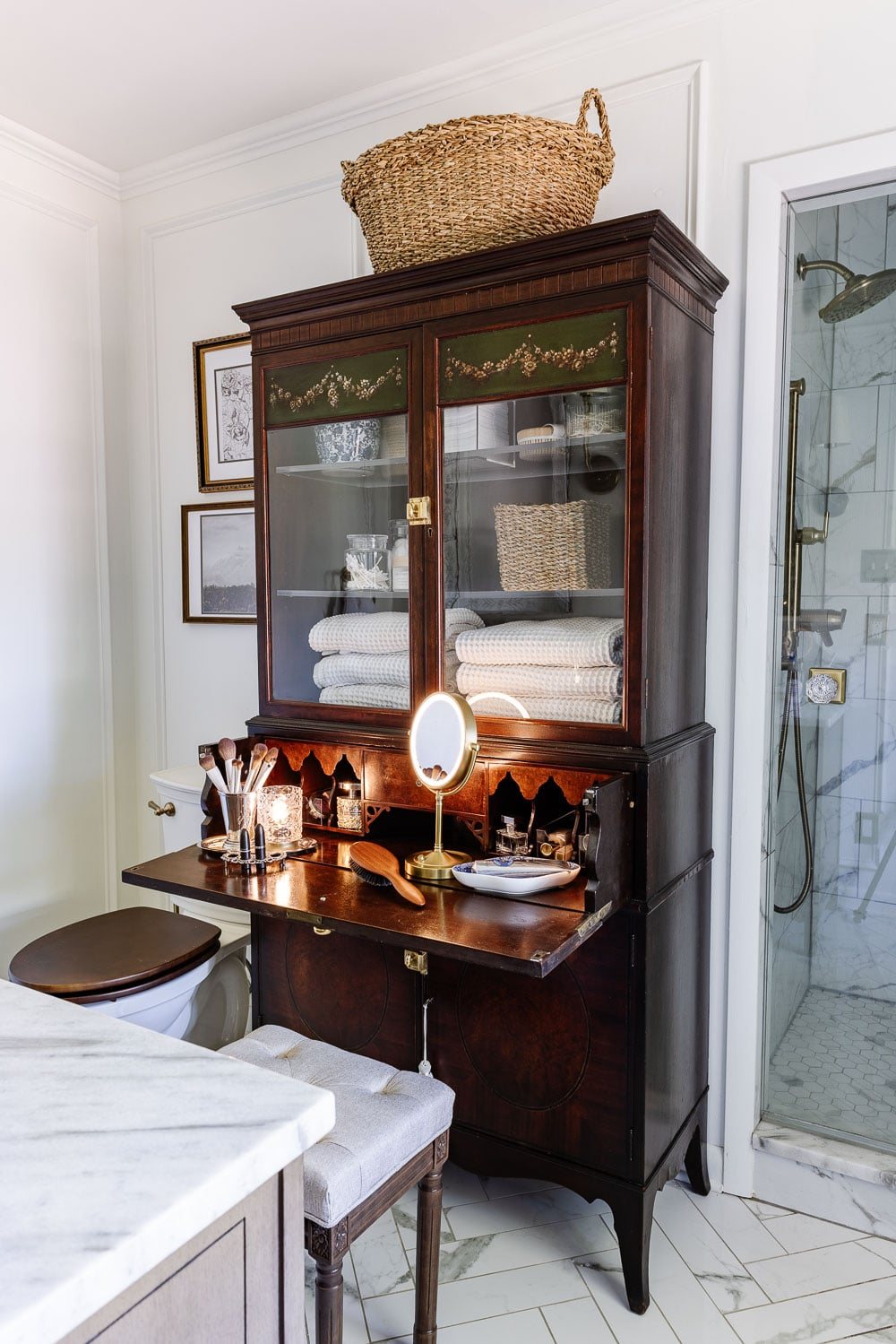 secretary desk makeup vanity bathroom storage