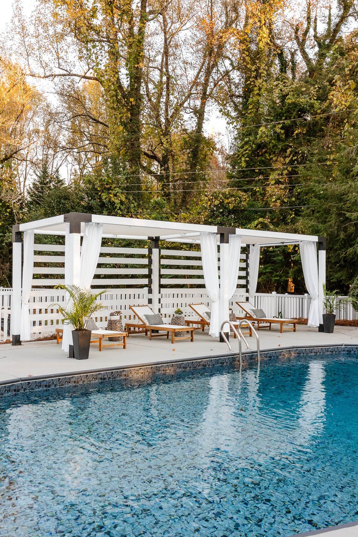 DIY pergola cabana in a backyard renovation