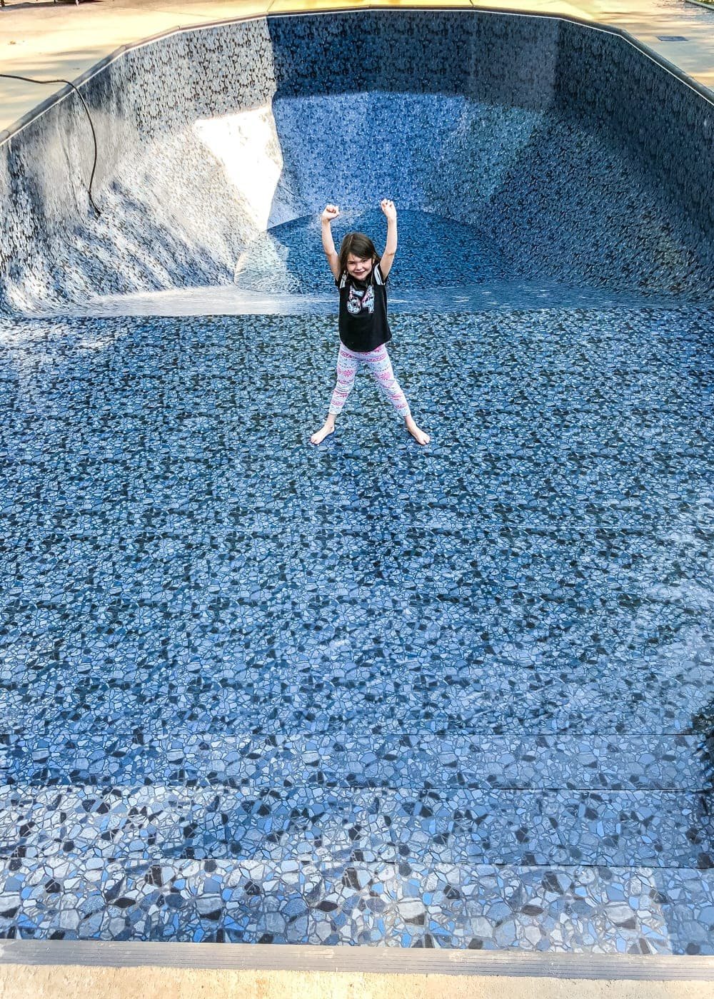 Swimming Pool Liner Makeover Reveal | Obsidian pool liner from GLI Pool Products TrueStone Collection