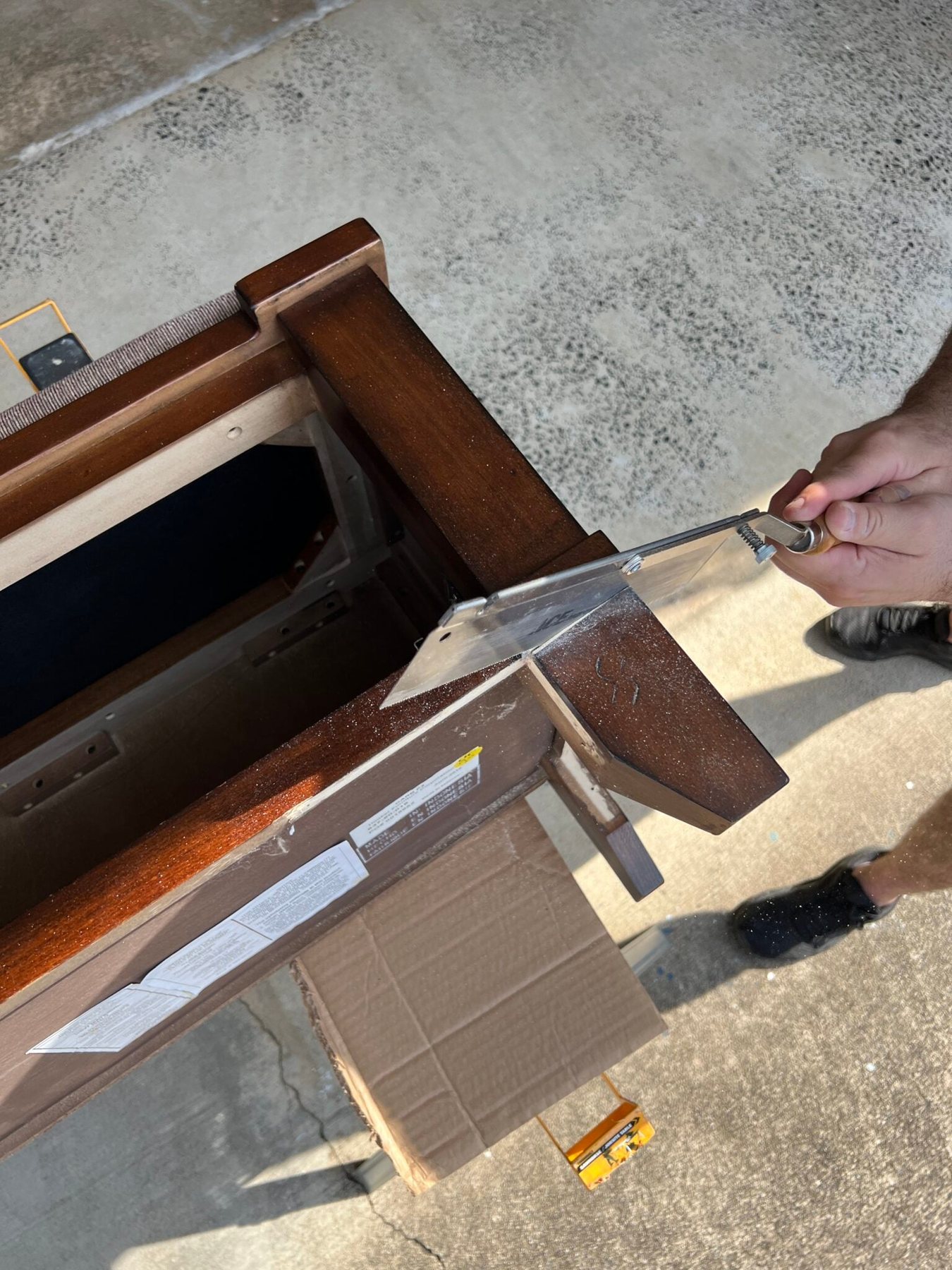 cutting off furniture legs to replace
