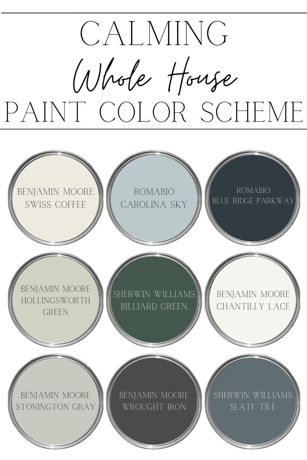 calming whole house paint color scheme