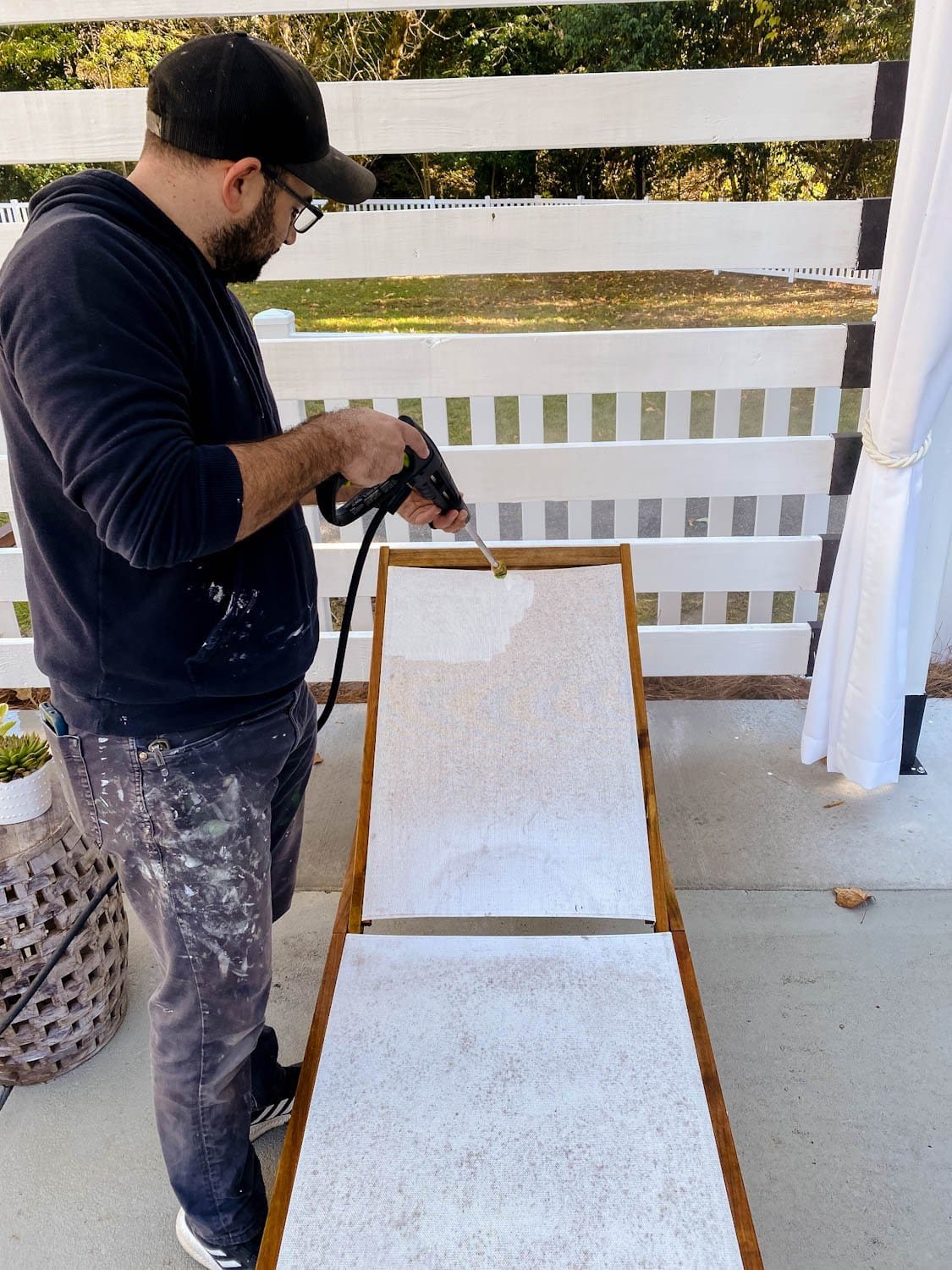 cleaning outdoor furniture with a power washer