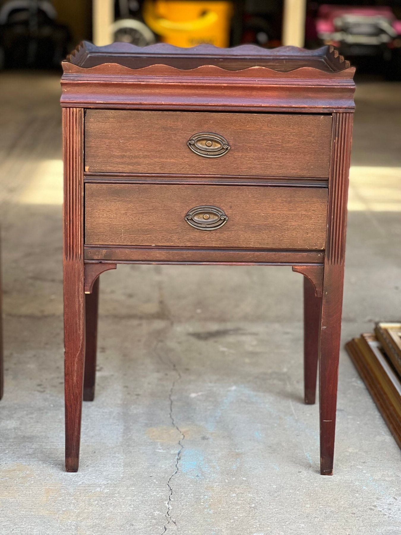 wood nightstand before