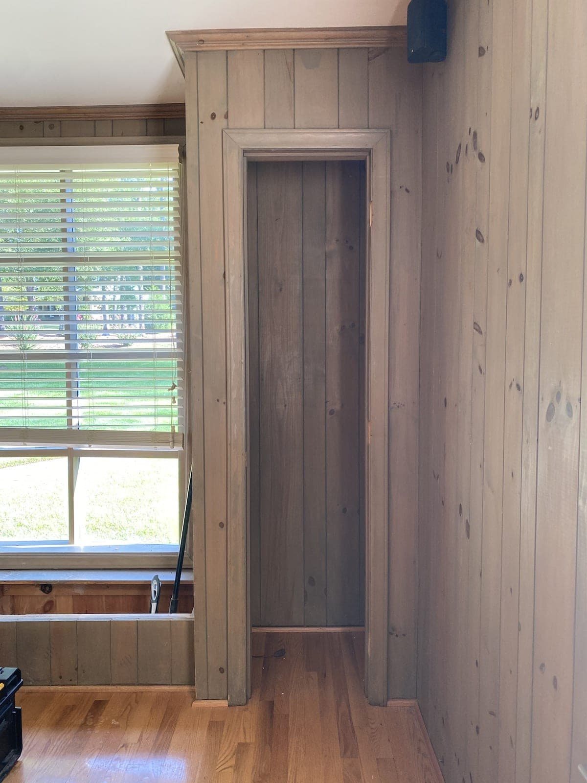 closets with wood paneling