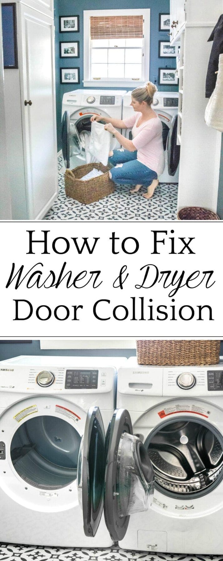 How to cross washer and dryer connections to prevent door collision + why we love our Samsung set to make us more efficient in tackling our laundry pile.