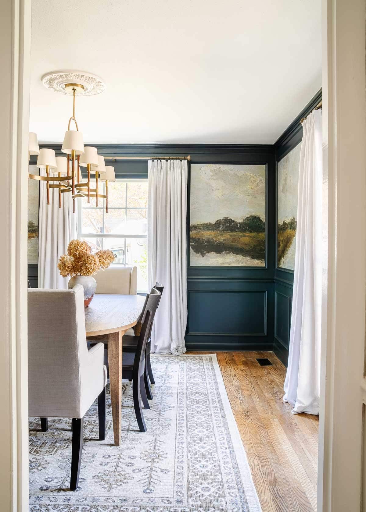 navy blue paint in a dining room