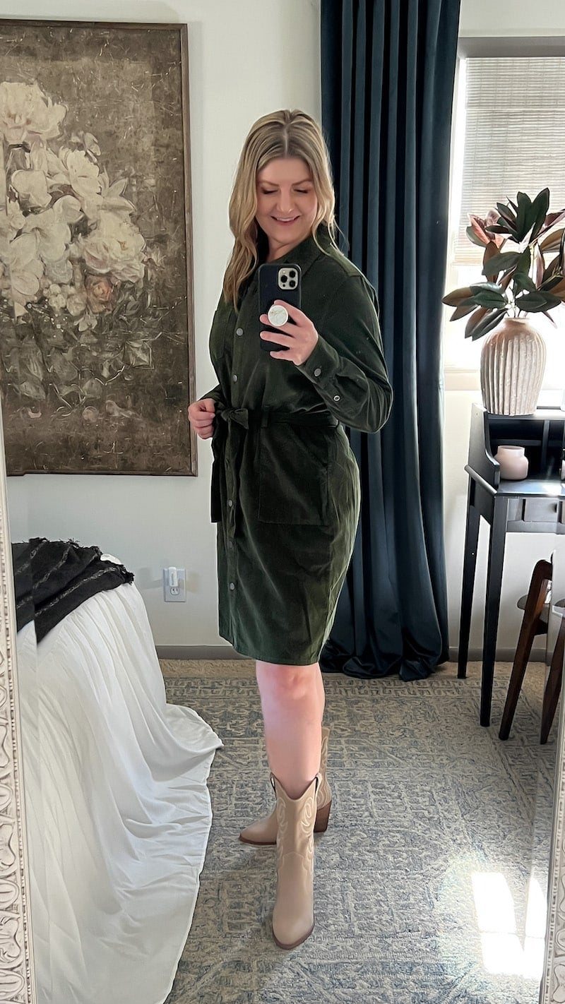 tie waist button down dress