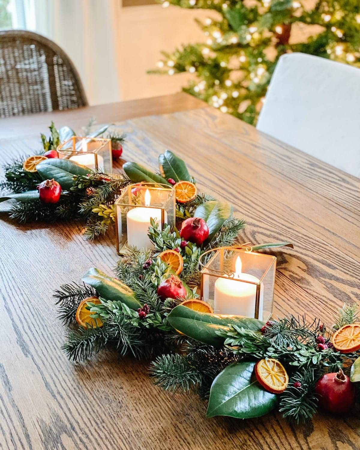 DIY dried fruit and preserved leaf Christmas garland