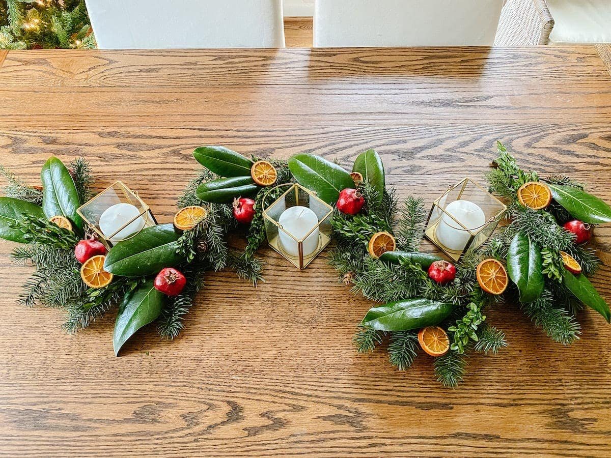 How to make cheap Christmas garland look high-end with magnolia, boxwoods, dried oranges, and dried pomegranates