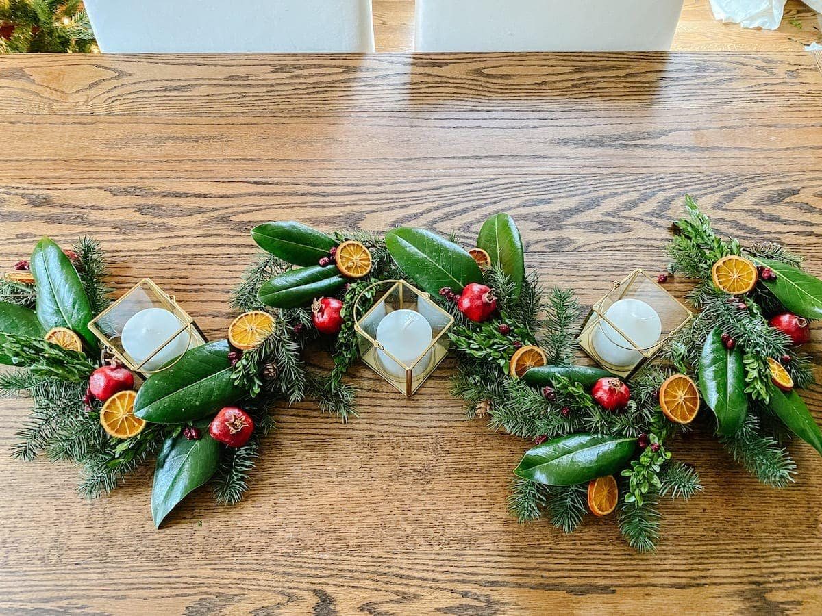 Cheap Christmas garland made to look high-end with dried fruit and preserved leaves