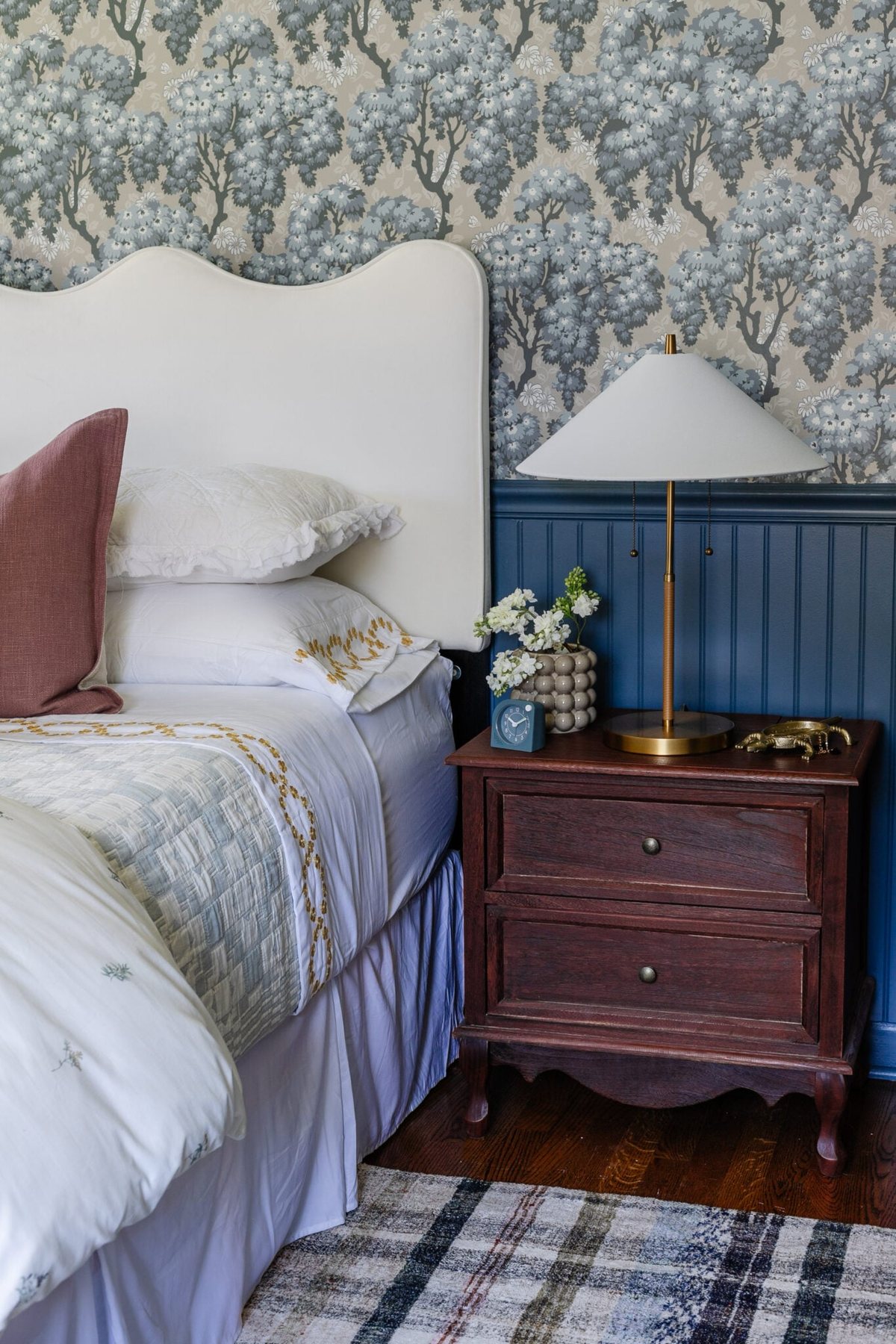 bedside table with trinket dish for jewelry
