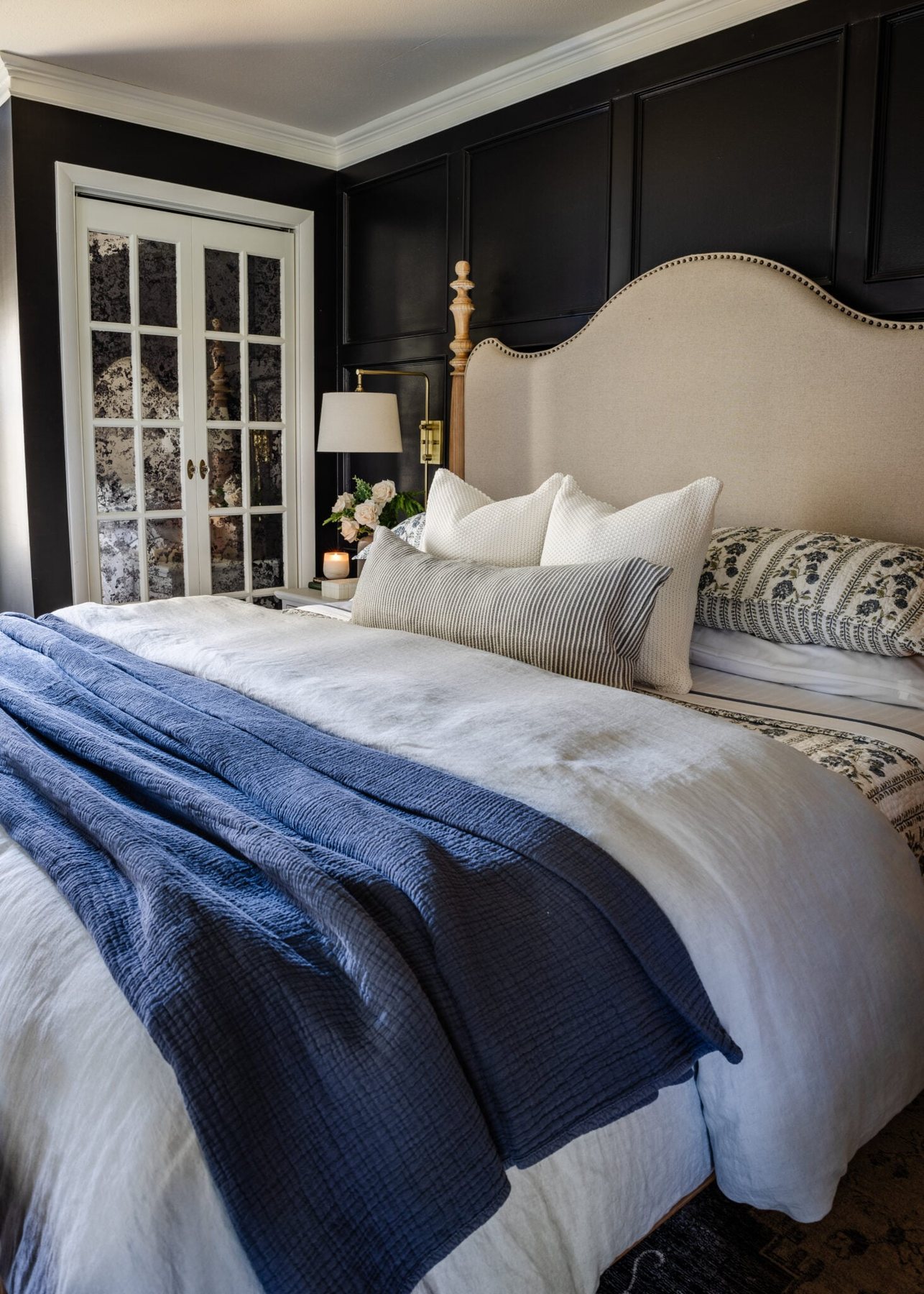 white french door bifold doors on a closet