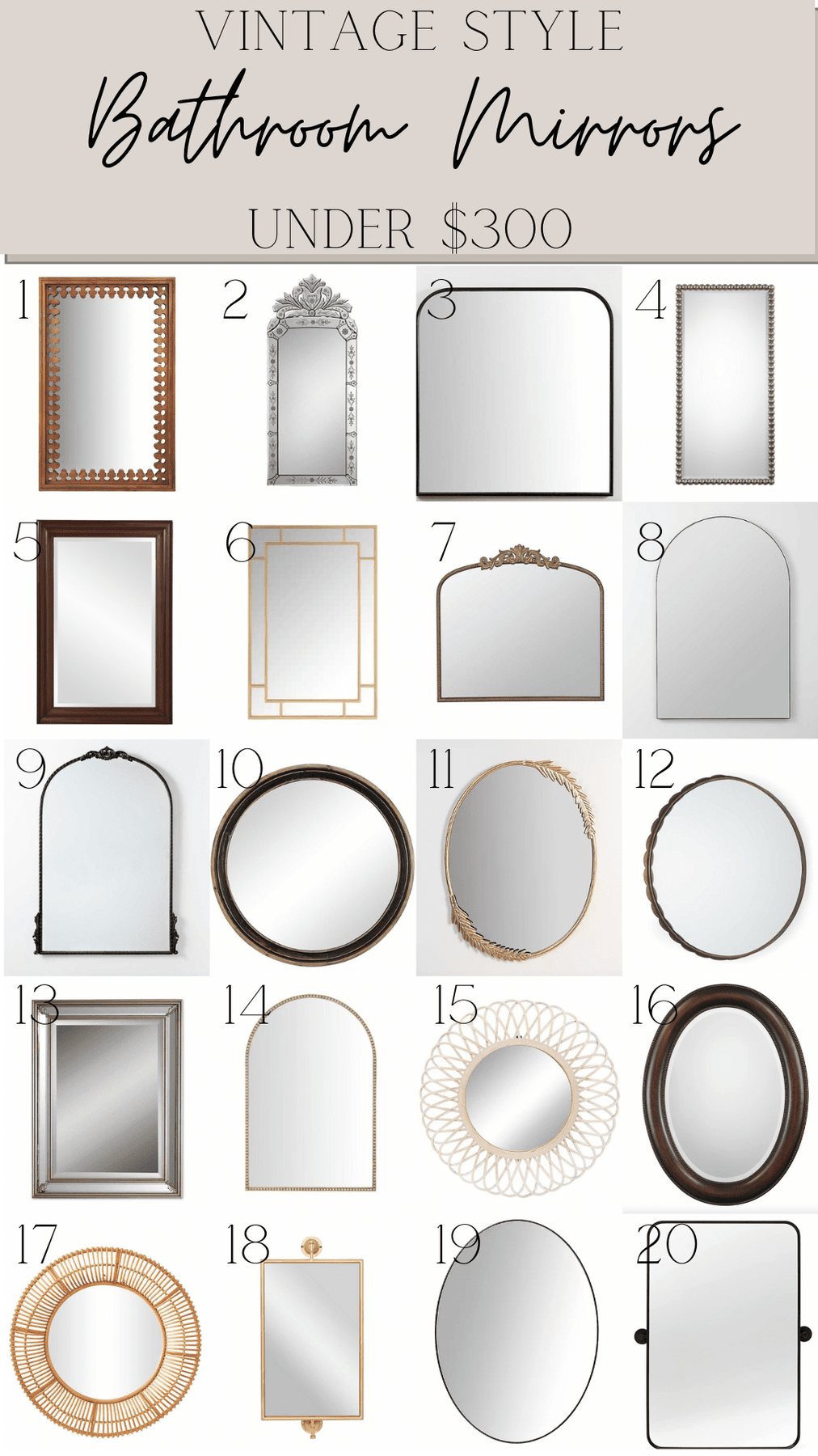 affordable vintage mirrors for bathrooms under $300